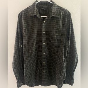 John Varvatos Luxe L/S Casual Button Up Plaid Shirt Black Mens Size medium